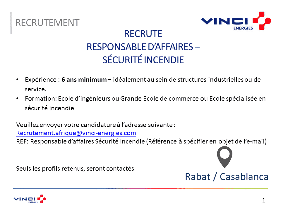 Vinci Maroc recrute Vinci Maroc recrute