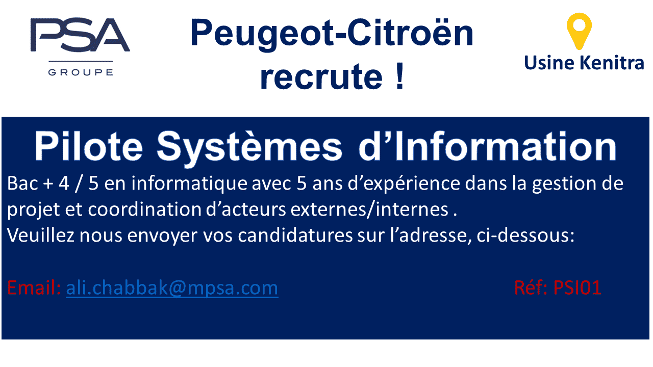 Pilote Systeme d'Information PSA