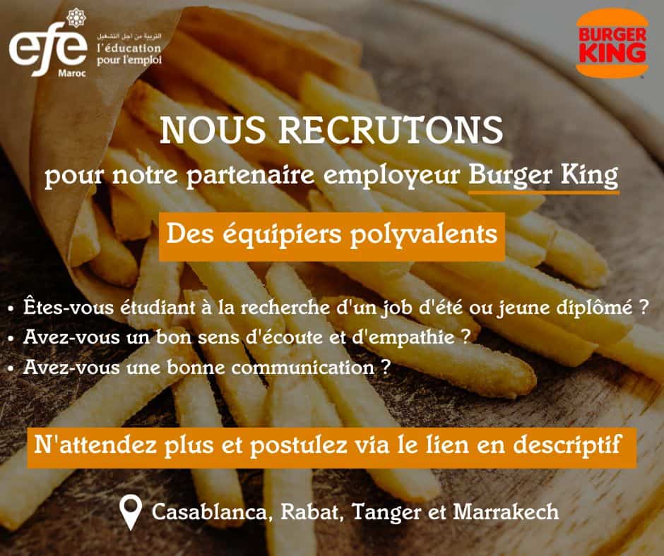 Burger King recrute des Equipiers Polyvalents