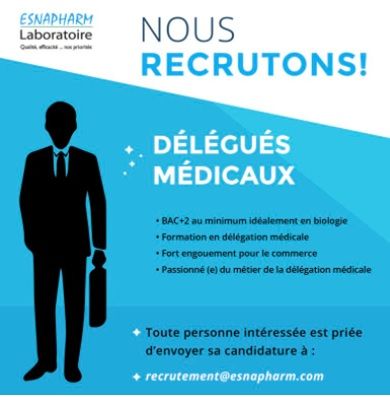 Esnapharm Laboratoire recrute des délégués médicaux