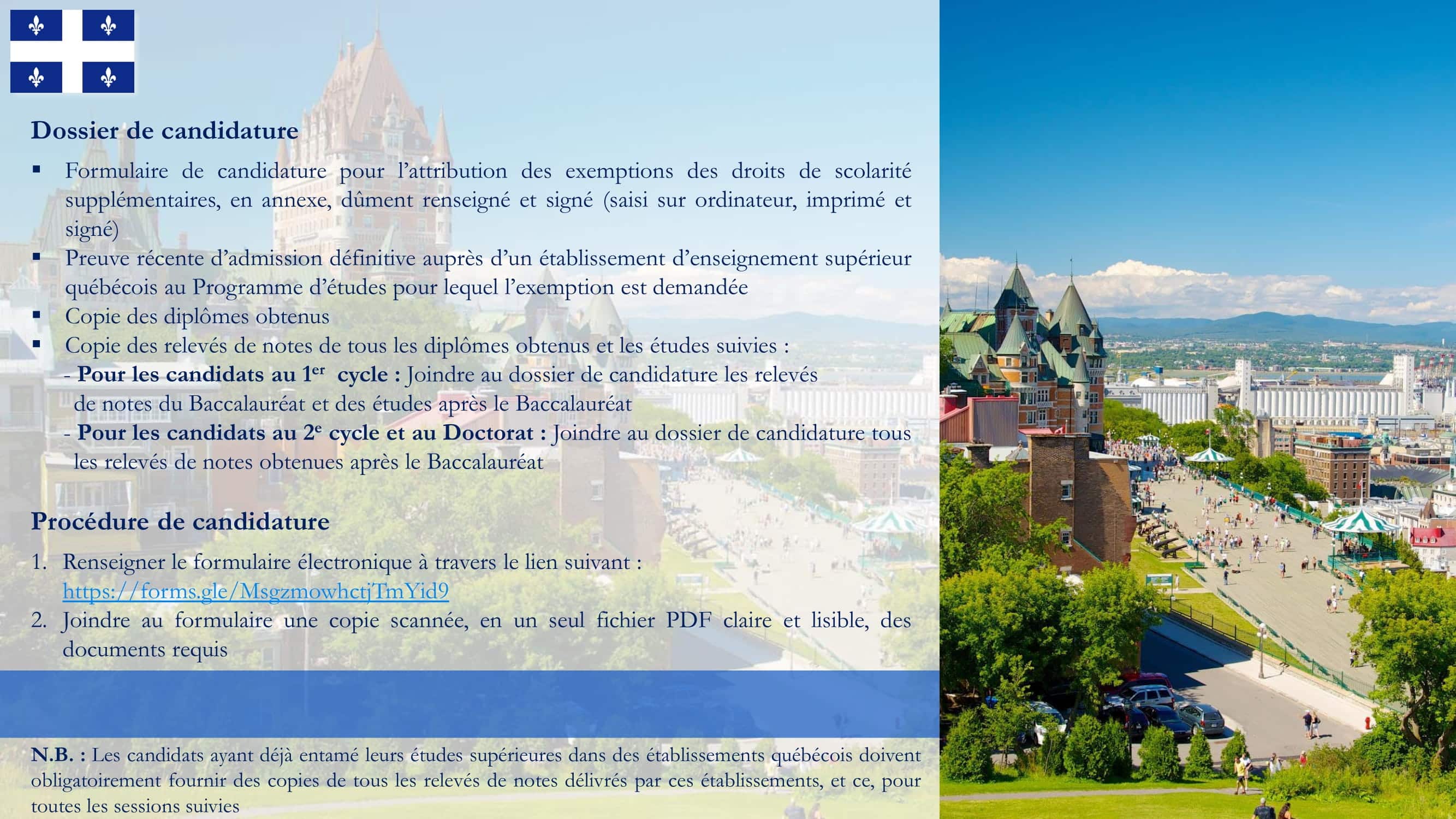 QUEBEC H22 2 Le Québec octroie 14 bourses d’études pour Marocains