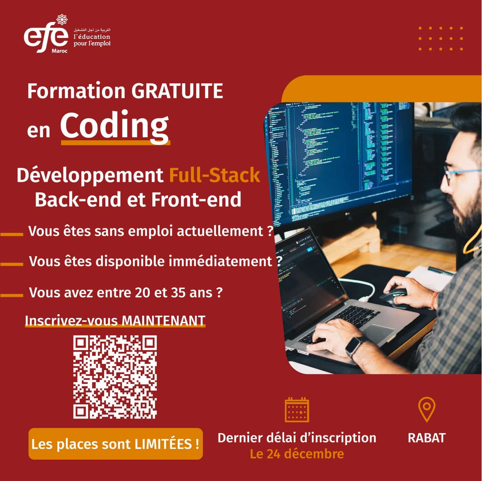 Formation gratuite coding EFE Maroc EFE Maroc propose une formation gratuite en coding
