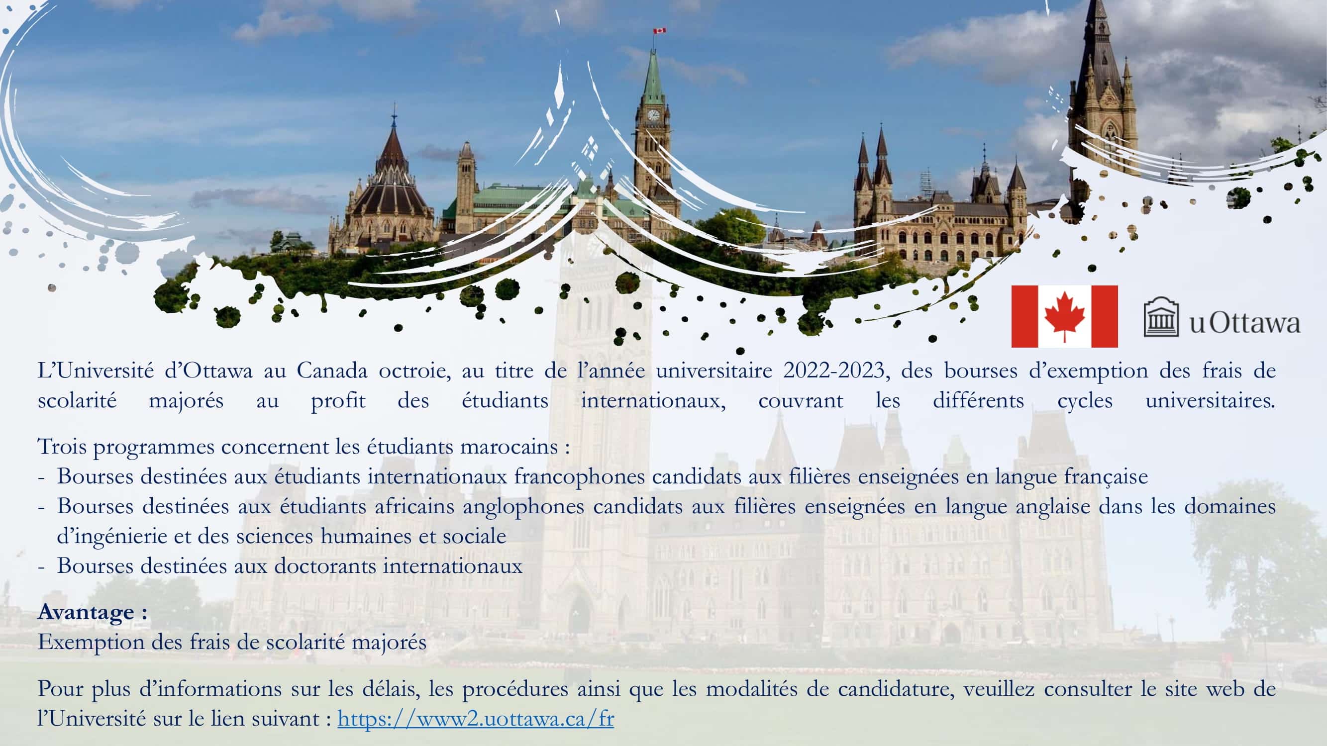 Canada Ottawa 1 Bourses d’Etudes Université d’Ottawa Canada 2022/2023