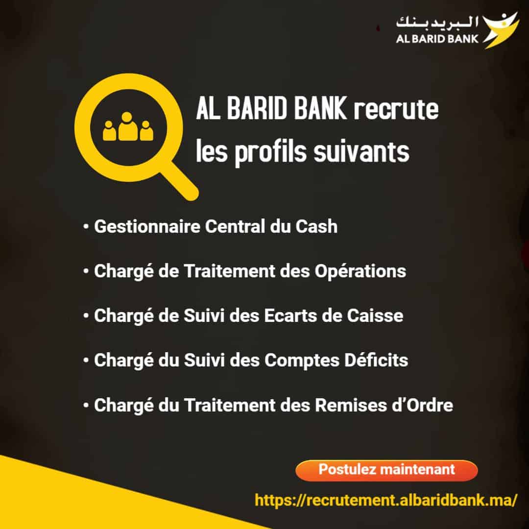 Al Barid Bank recrute Plusieurs Profils