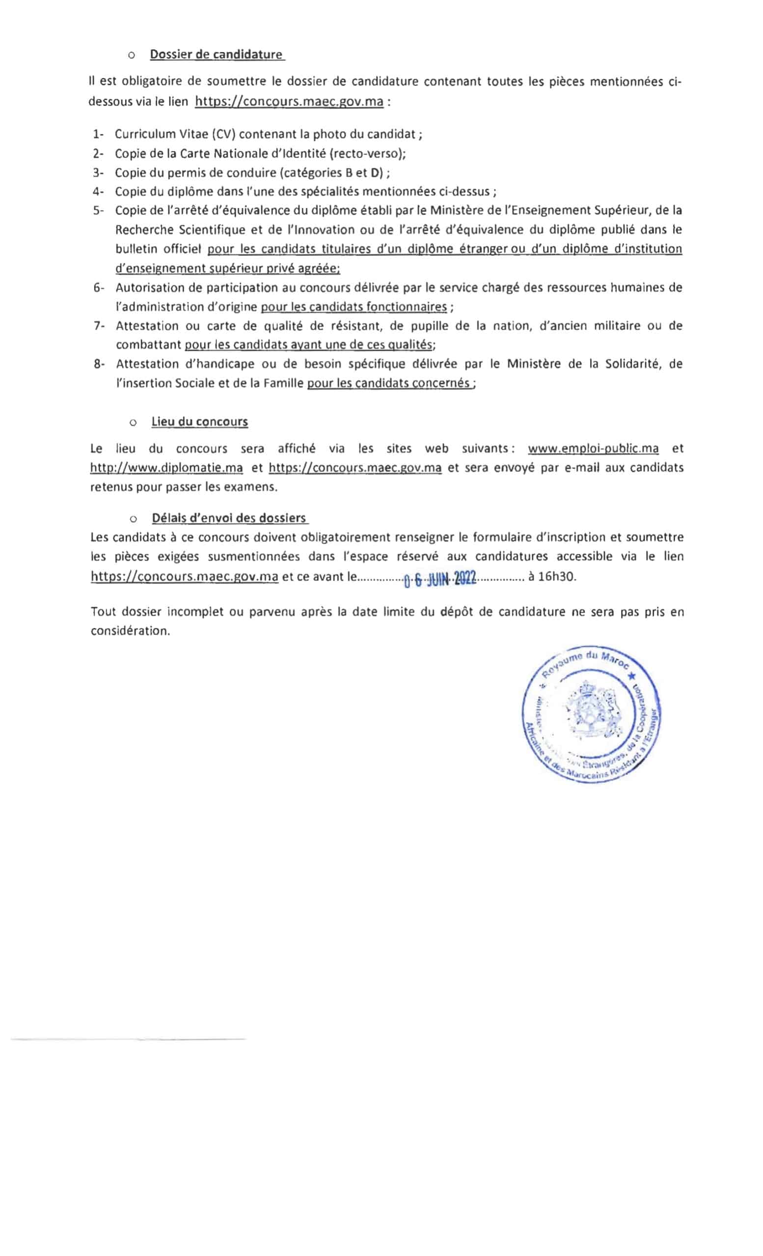 AVISADJTECH3GFR 2 scaled Liste des Convoqués Concours Ministère des Affaires Etrangères 2022 (100 Postes)