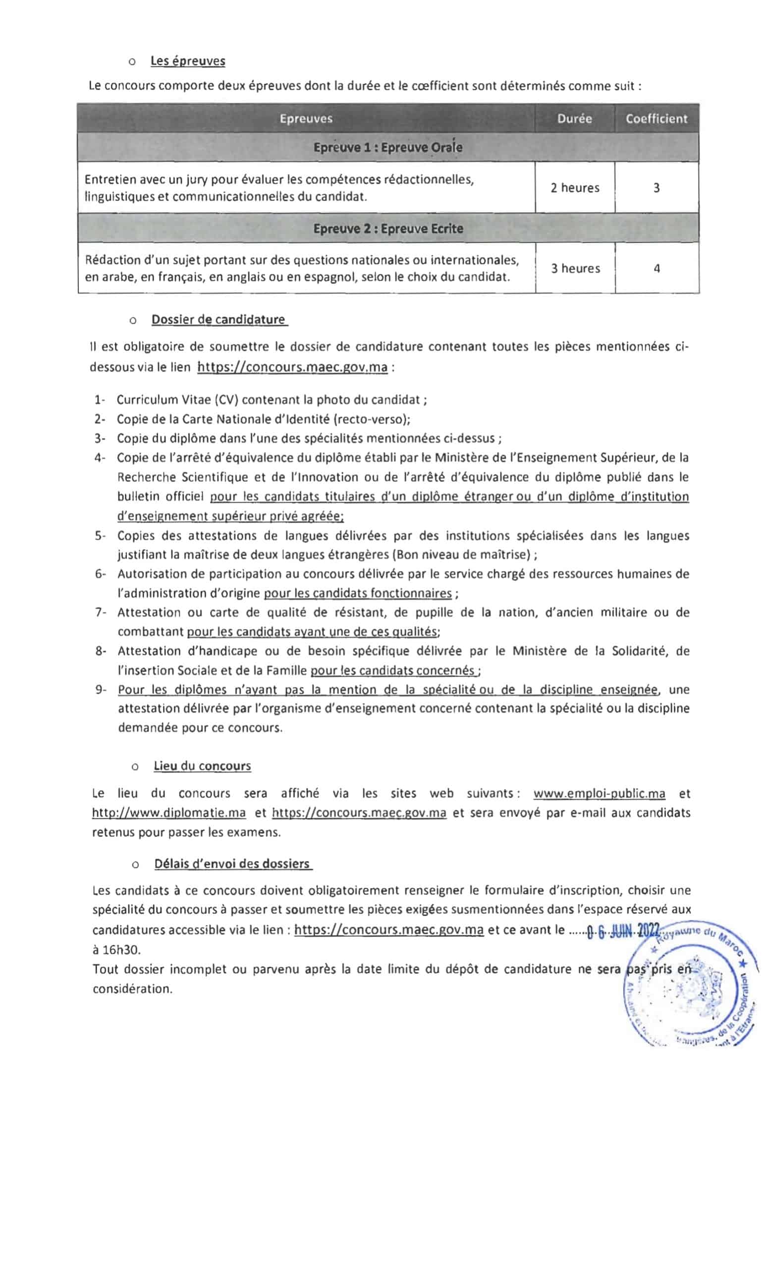 AVISCAEFR1 1 2 scaled Liste des Convoqués Concours Ministère des Affaires Etrangères 2022 (100 Postes)