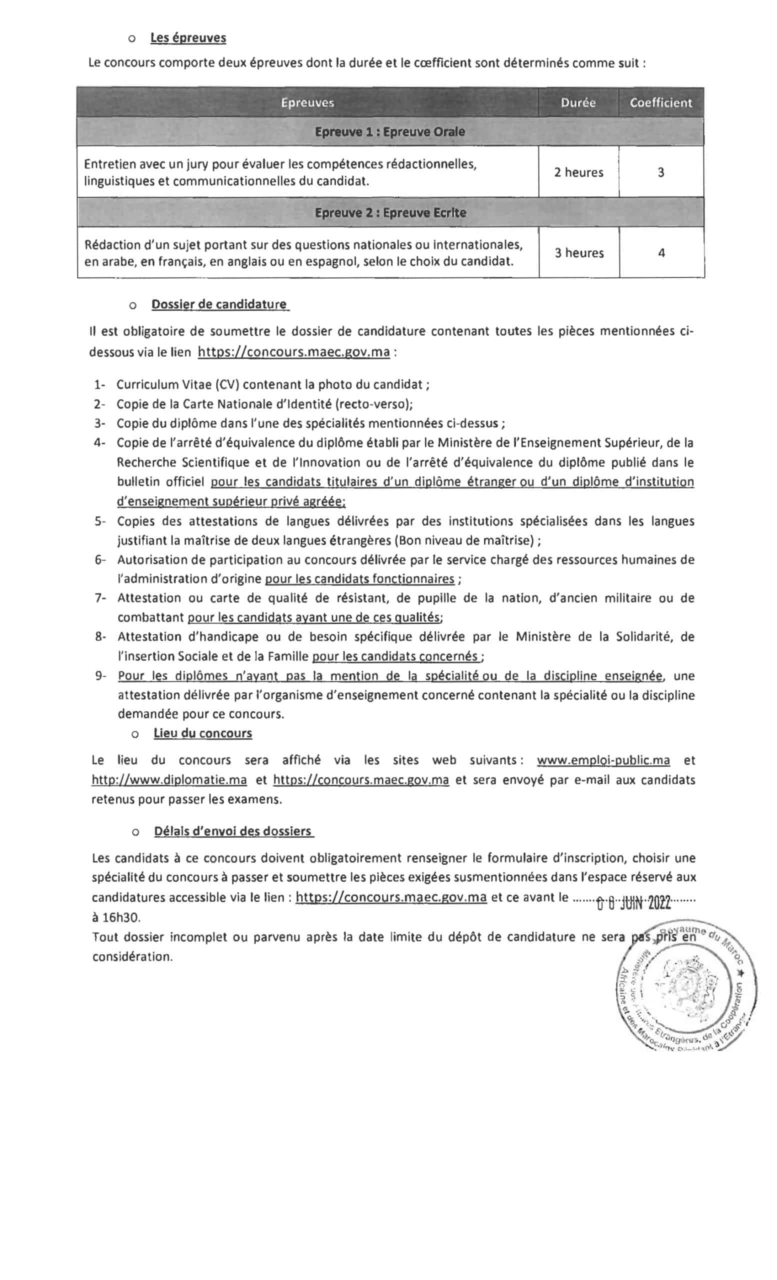 AVISSAEFR 3 2 scaled Liste des Convoqués Concours Ministère des Affaires Etrangères 2022 (100 Postes)