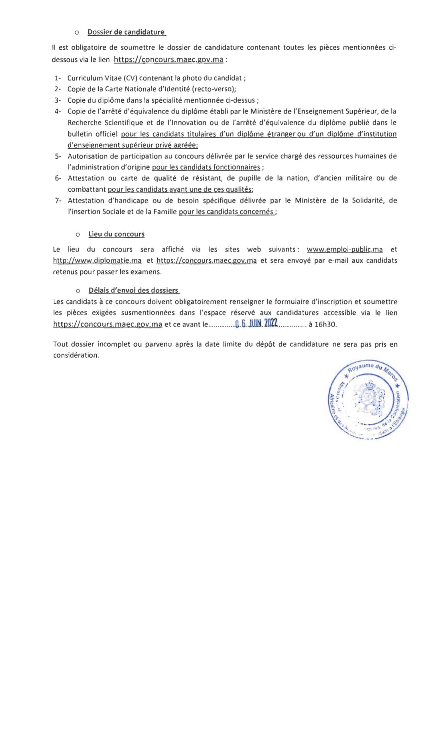 AVISTECH4GFR 2 2 scaled Liste des Convoqués Concours Ministère des Affaires Etrangères 2022 (100 Postes)