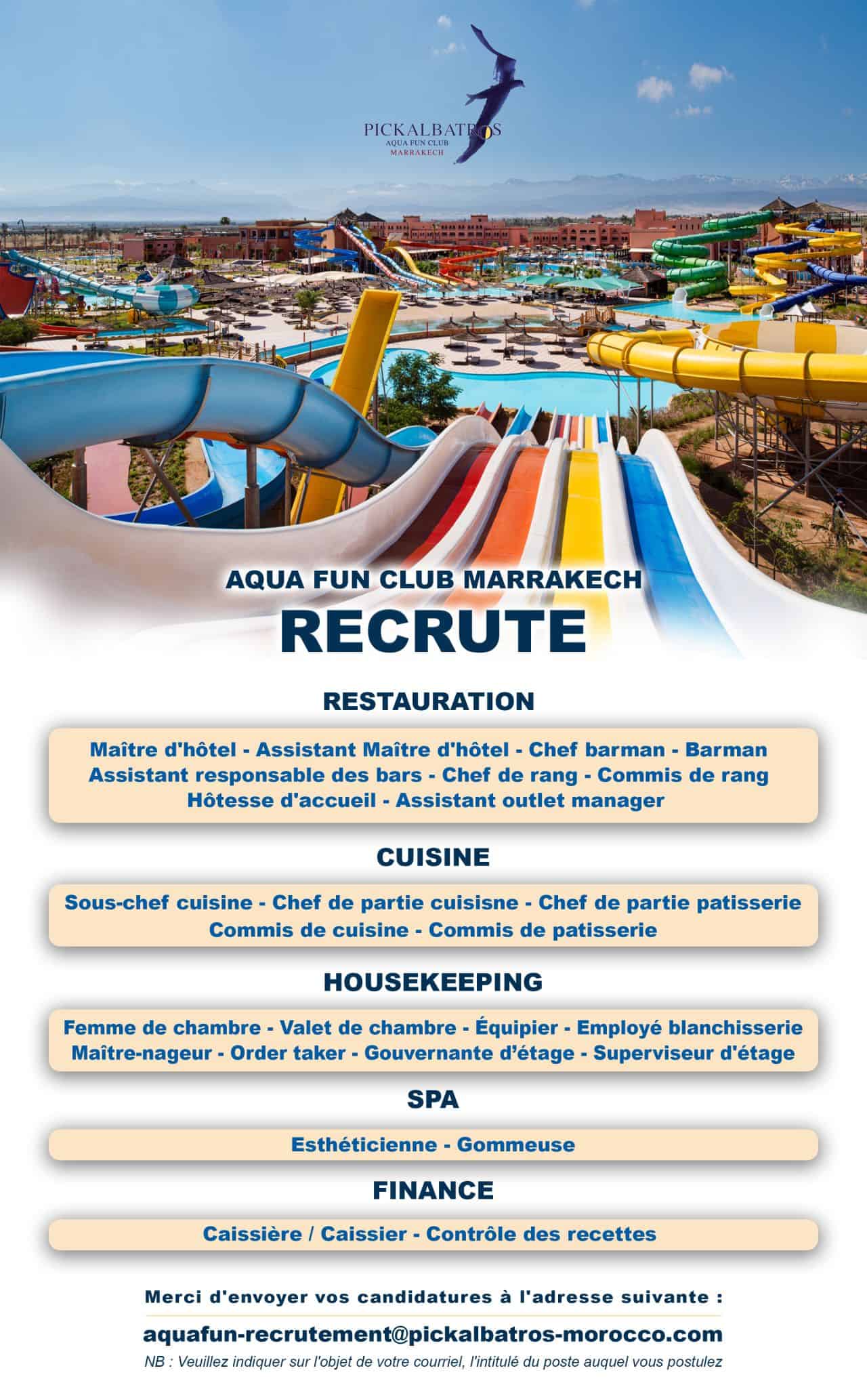 Aqua Fun Club Marrakech recrute Plusieurs Profils