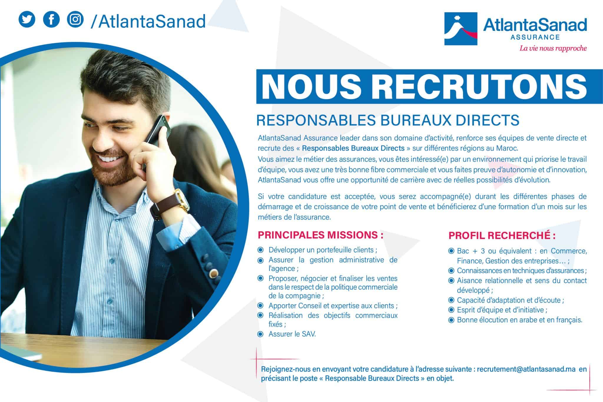 تقوم شركة AtlantaSanad Insurance بتعيين مديري مكاتب مباشرين