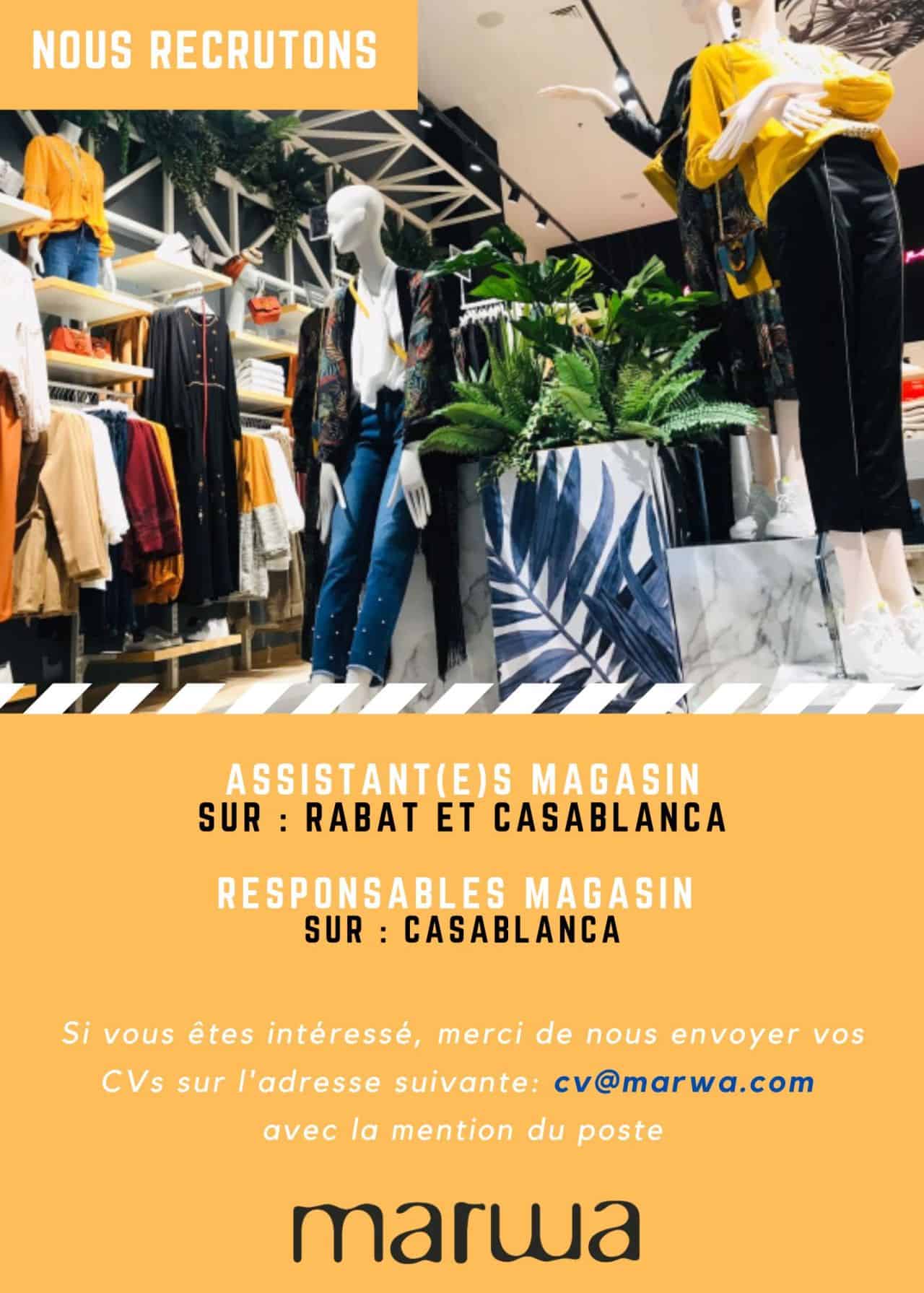 Marwa recrute des Responsables et Assistants Magasins