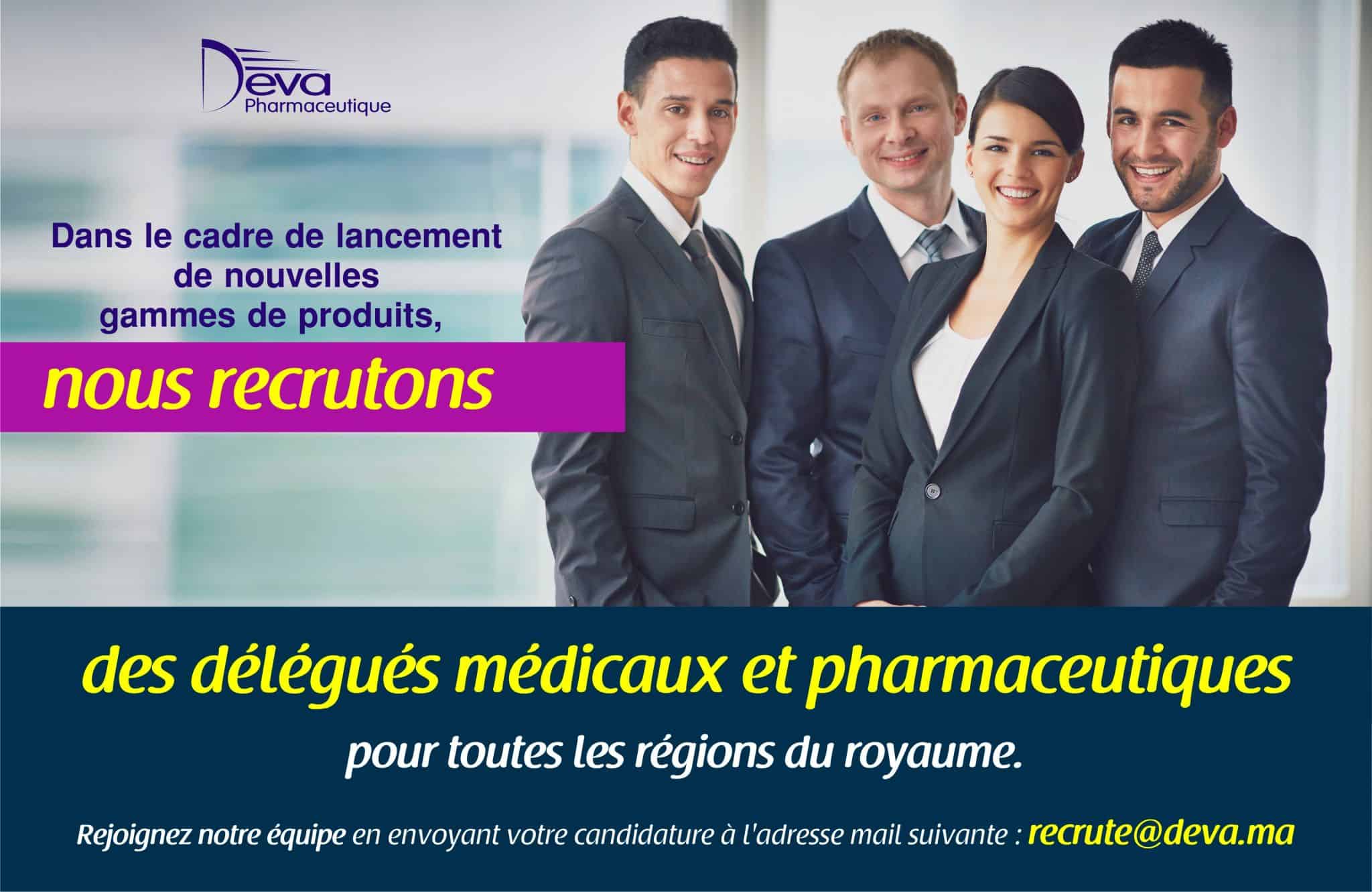 Deva Pharmaceutique recrute des Délégués Médicaux et Pharmaceutiques