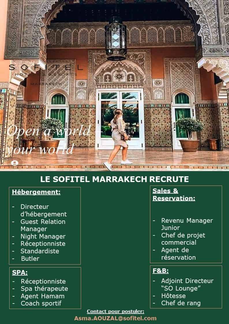 Sofitel Marrakech recrute Plusieurs Profils