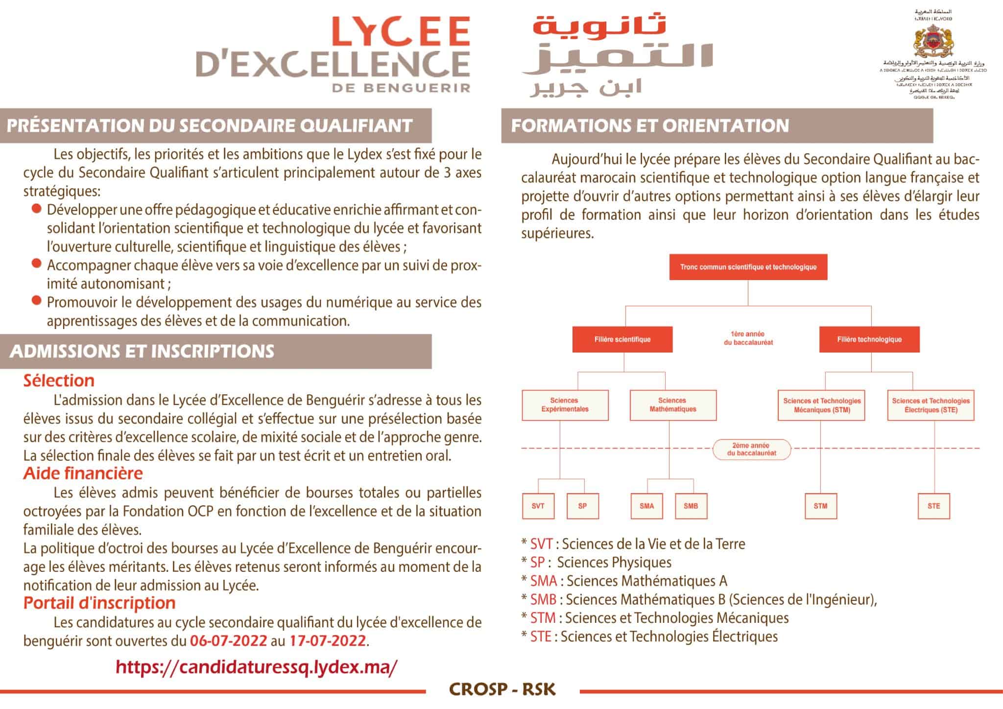 Inscription au Lycée d'Excellence Lydex Benguérir 2022/2023