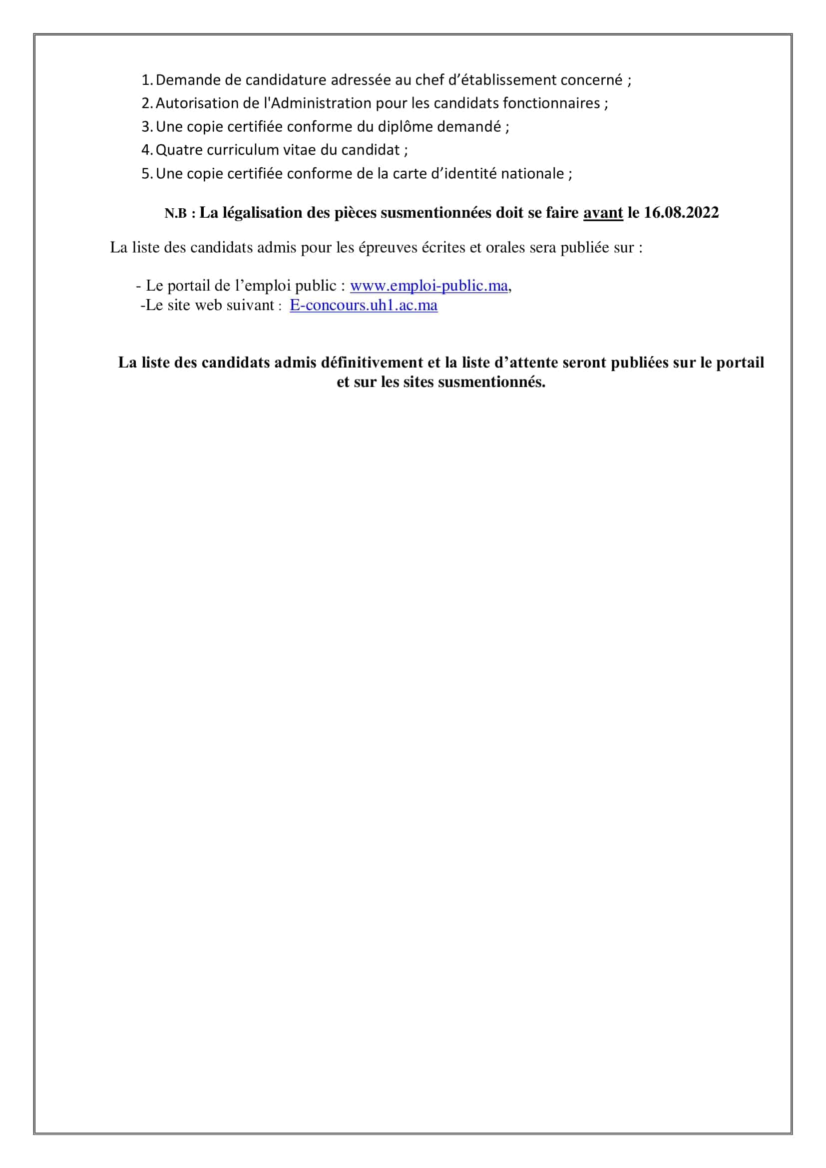 avisderecrutementadmFR 2 Concours Université Hassan 1er 2022 (44 Postes)