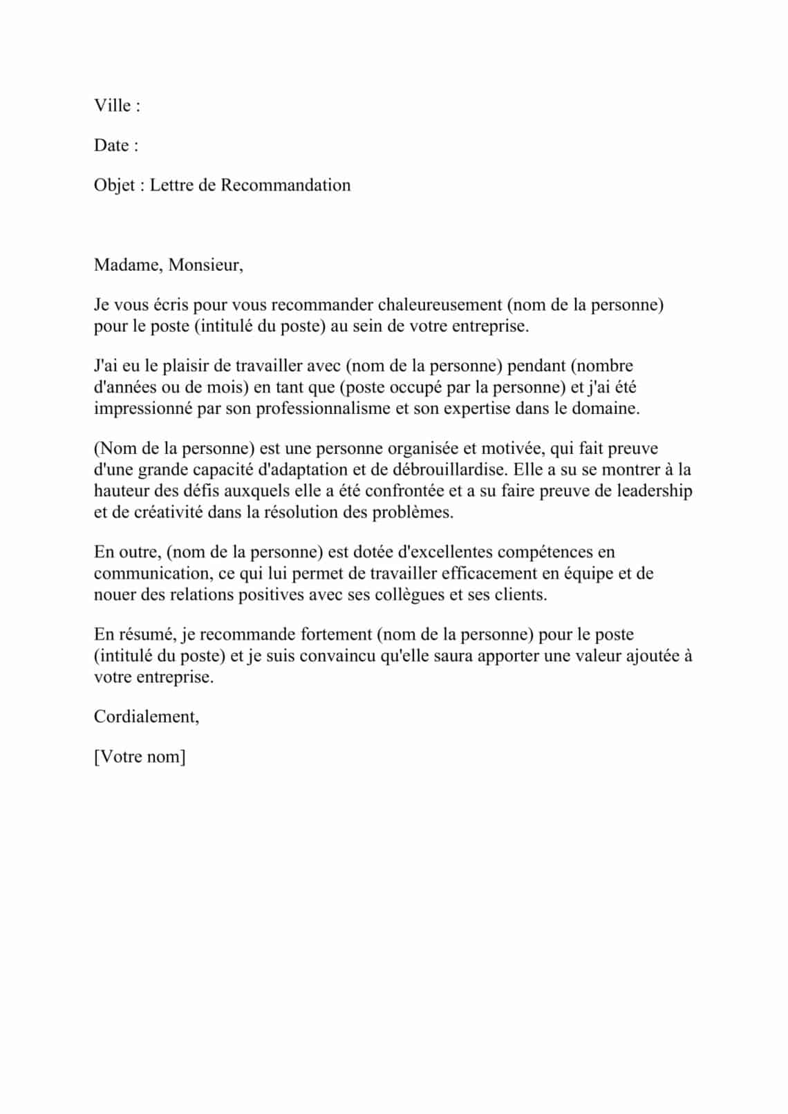 Lettre De Recommandation Conseils Modèles Et Exemples Mon Emploi