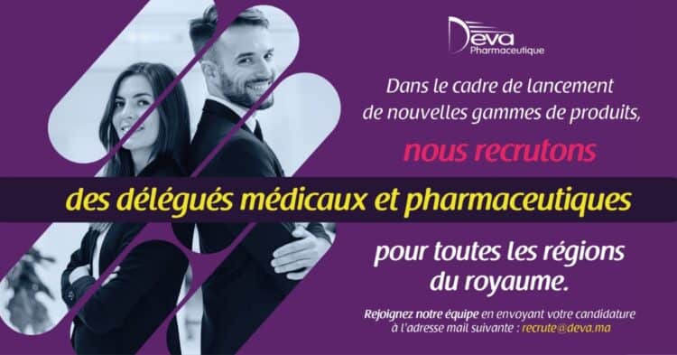 Deva Pharmaceutique recrute des Délégués Médicaux et Pharmaceutiques