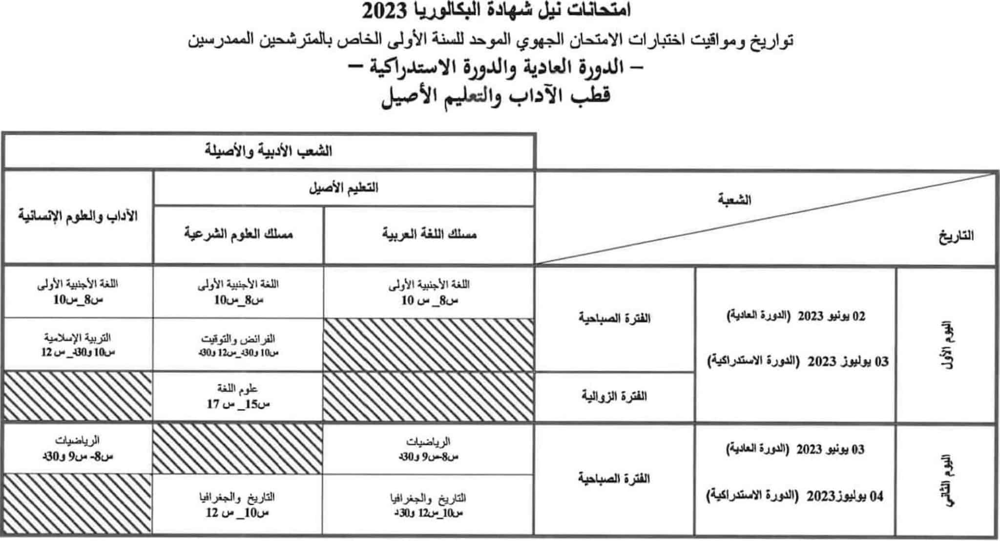 تاريخ اجتياز الامتحان الجهوي الأولى باكالوريا 2023 بالمغرب