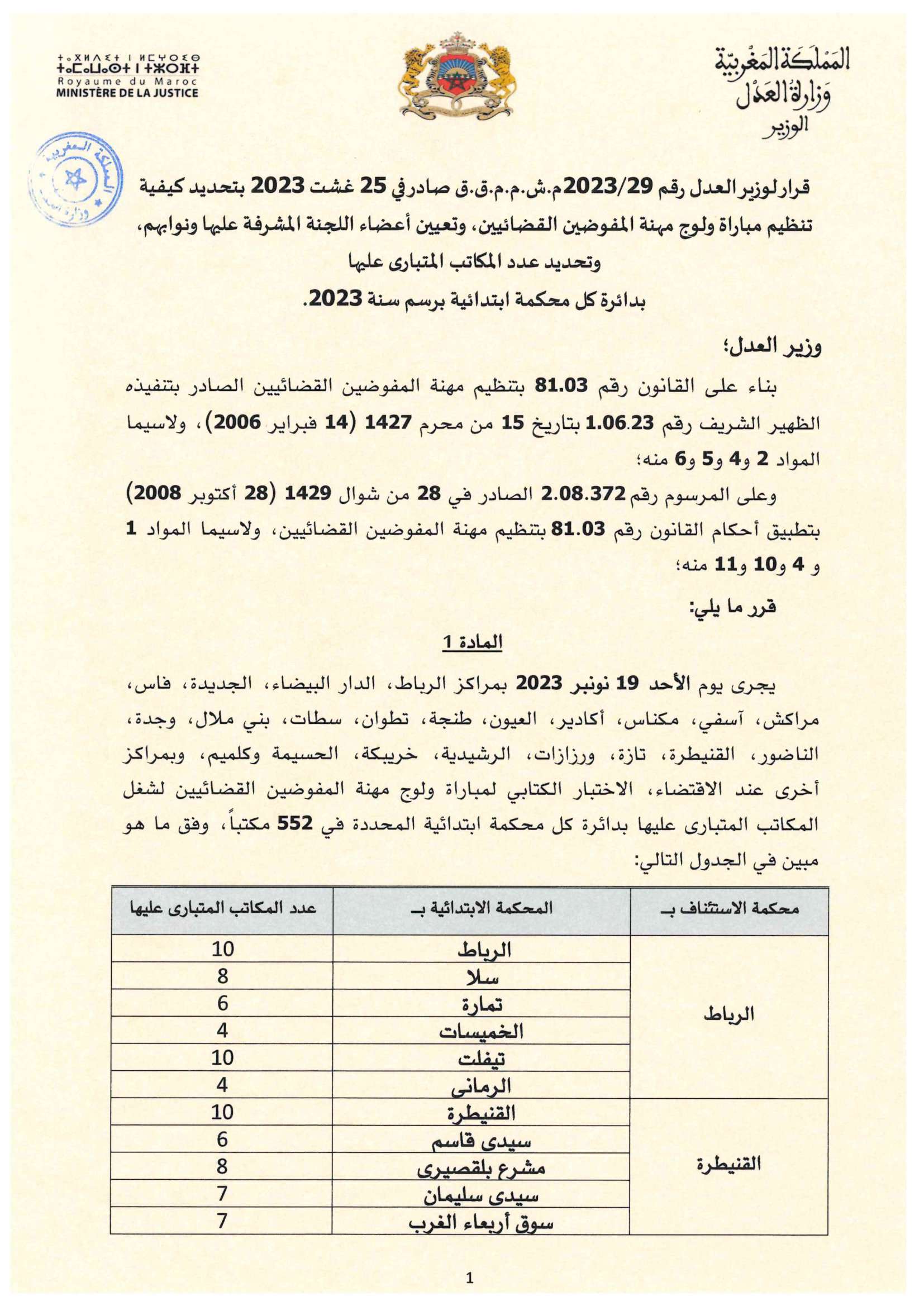 مباراة المفوضين القضائيين بوزارة العدل 2023 1 مباراة المفوضين القضائيين بوزارة العدل 2023 1