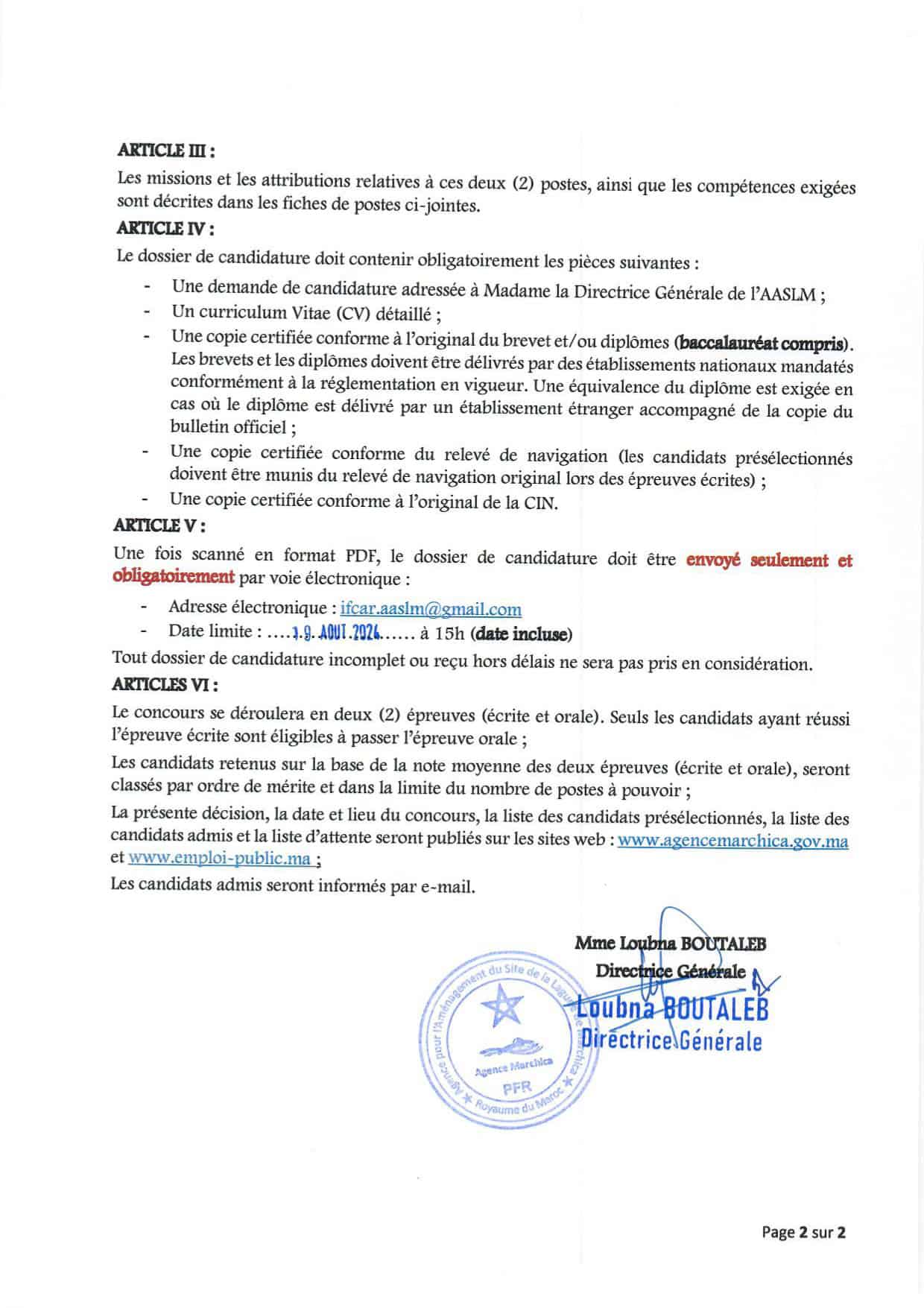 Concours de Recrutement Agence Marchica 2024