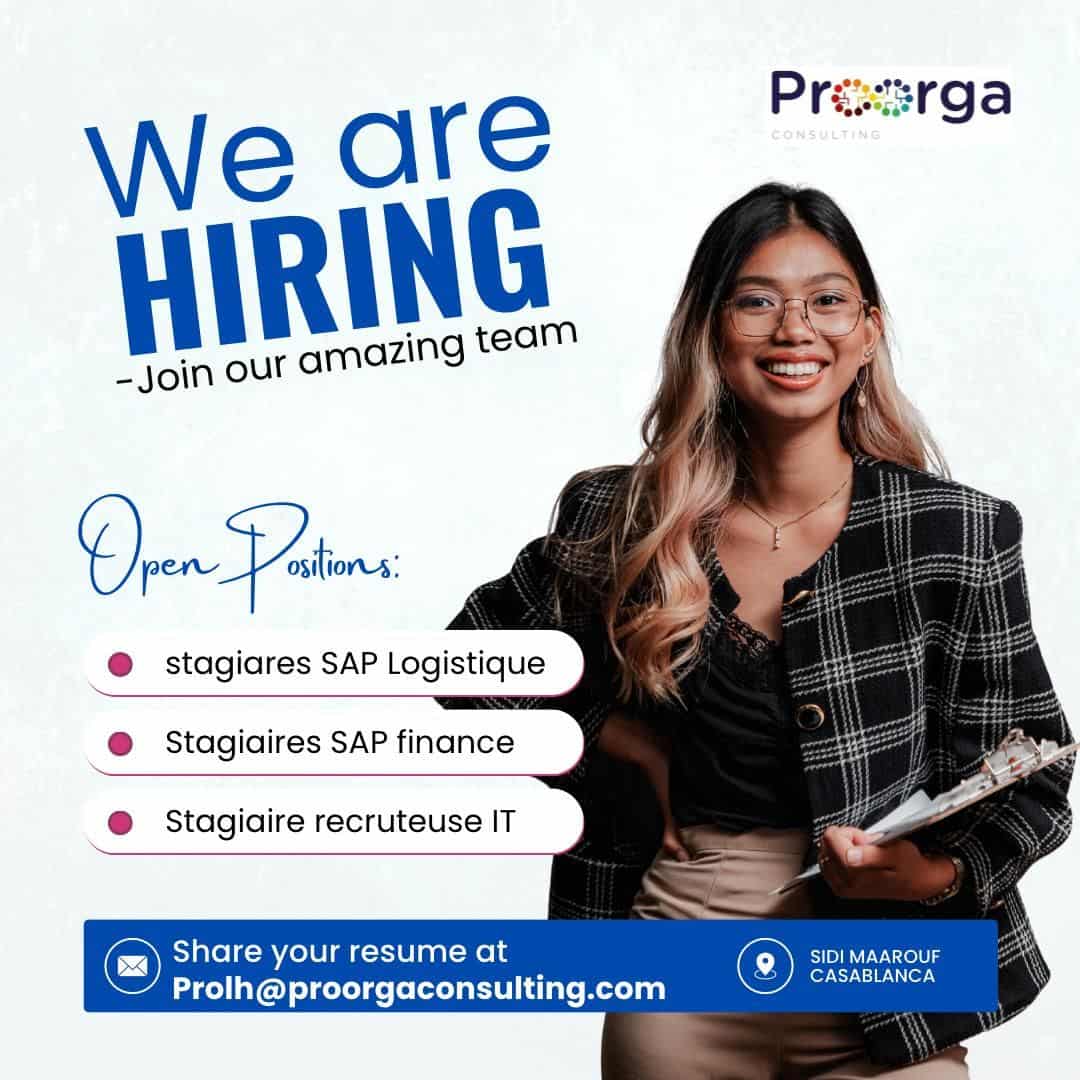 Stages SAP et IT à Casablanca: Rejoignez Proorga Consulting