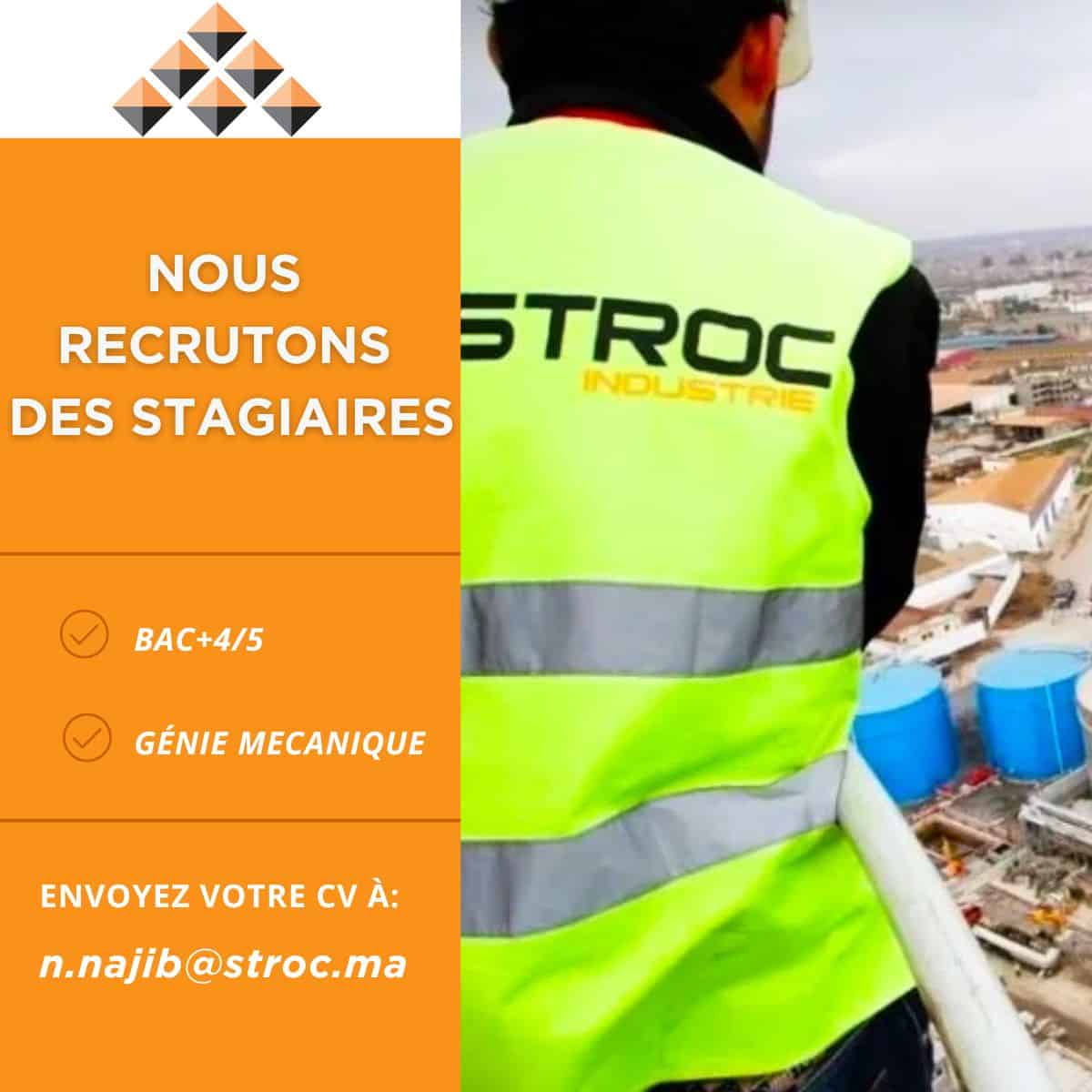 STROC Industrie recrute des stagiaires PFE – Postulez maintenant !