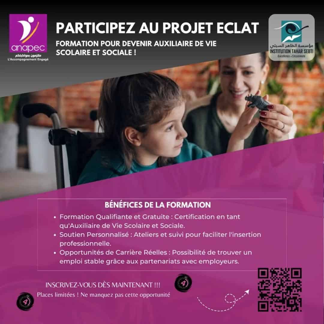 Formation gratuite devenez auxiliaire de vie scolaire et sociale avec le projet ÉCLAT